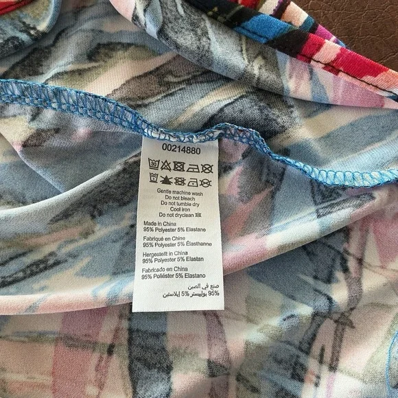 Women's 3/4 Sleeve Colorful Dress Zipper Front Open Flared Sleeves Artsy 22/24 - Picture 10 of 10